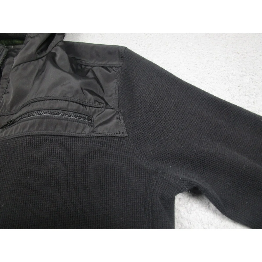 Banana Republic‎ Jacket Mens Large Black Hooded Full Zip Pockets Cotton Blend